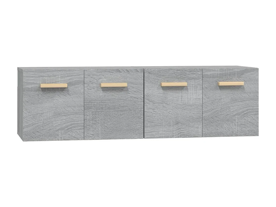 Armário parede 2pcs 60x36,5x35cm madeira processa. cinza sonoma