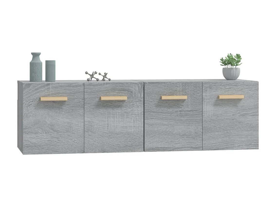 Armário parede 2pcs 60x36,5x35cm madeira processa. cinza sonoma