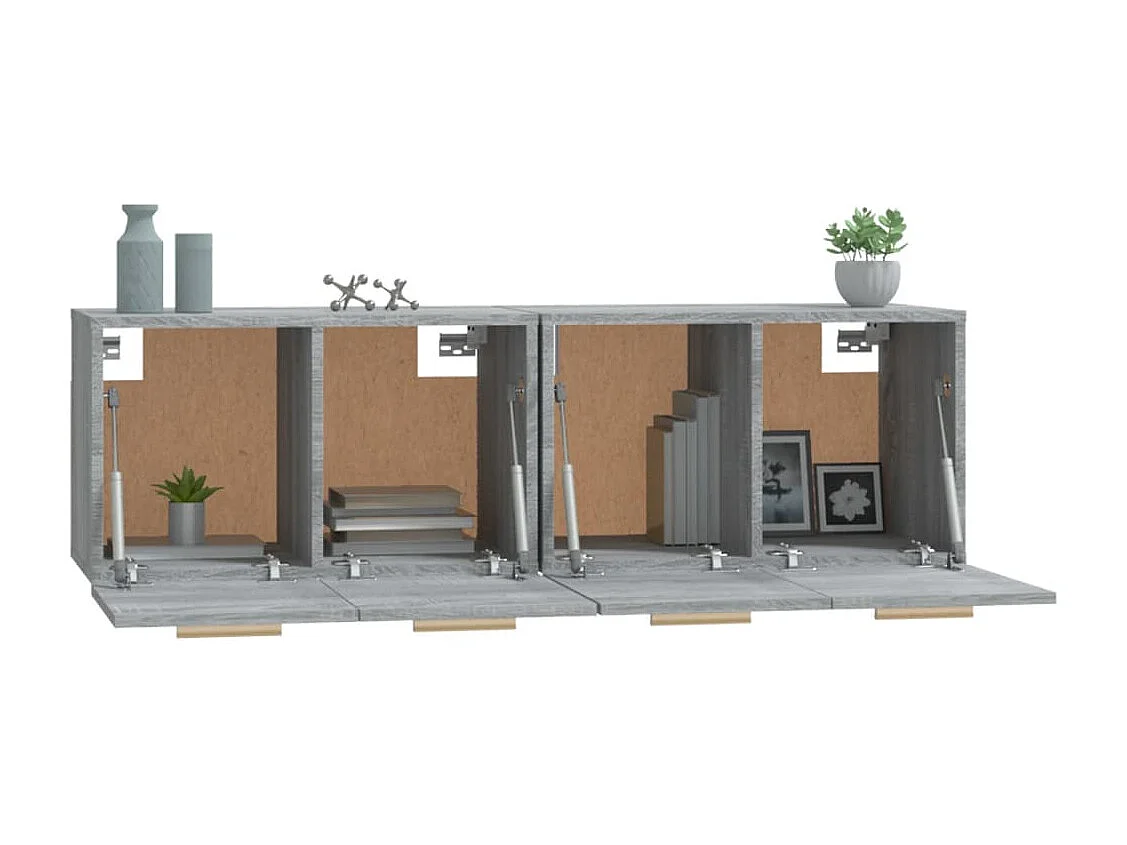 Armário parede 2pcs 60x36,5x35cm madeira processa. cinza sonoma