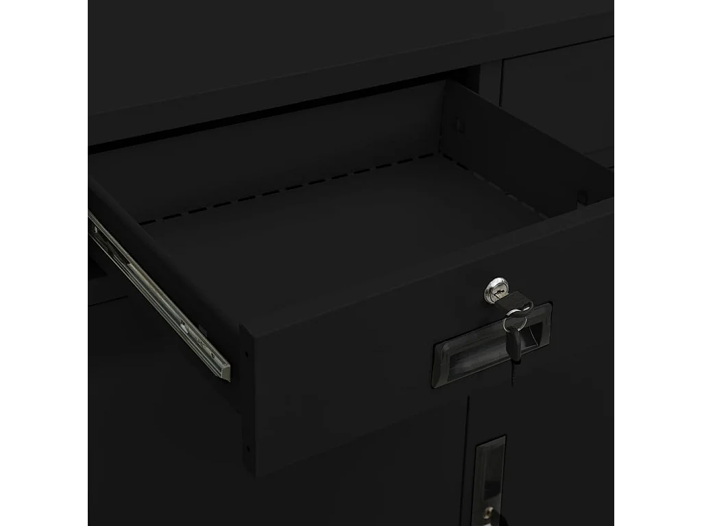 Armadio per Ufficio Nero 90x40x102 cm in Acciaio