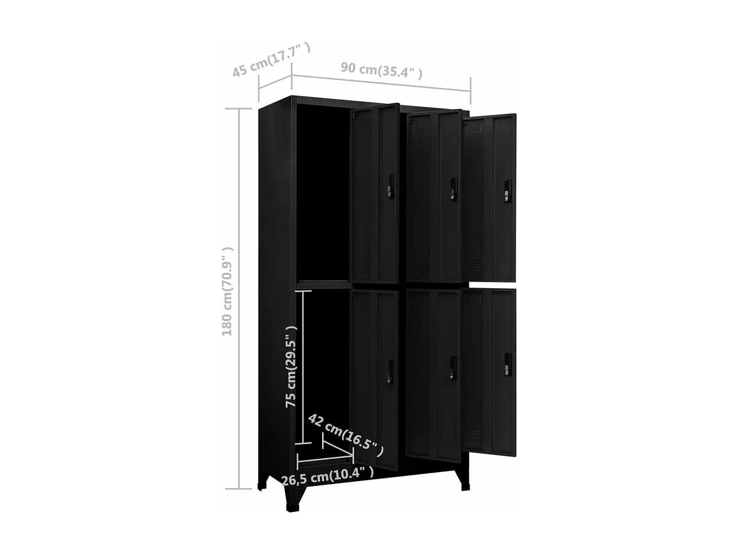 Lockerkast 90x45x180 cm staal zwart