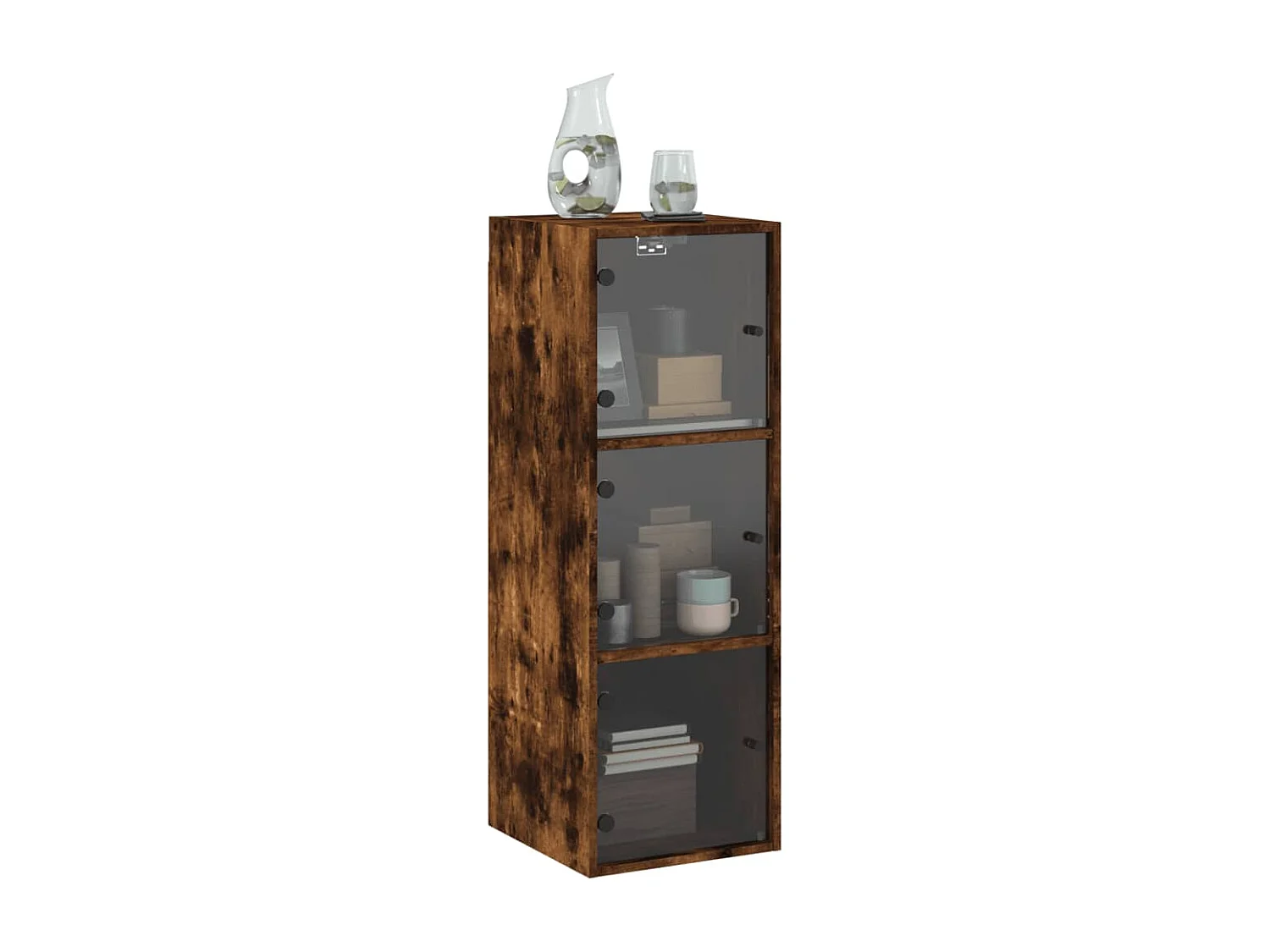 Armoire murale avec portes en verre chêne fumé 35x37x100 cm