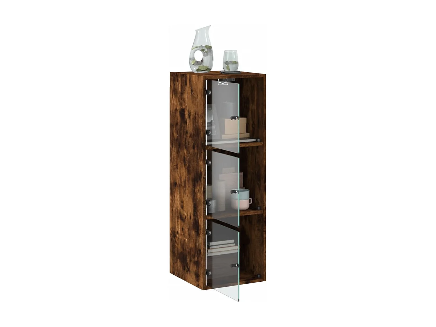 Armoire murale avec portes en verre chêne fumé 35x37x100 cm