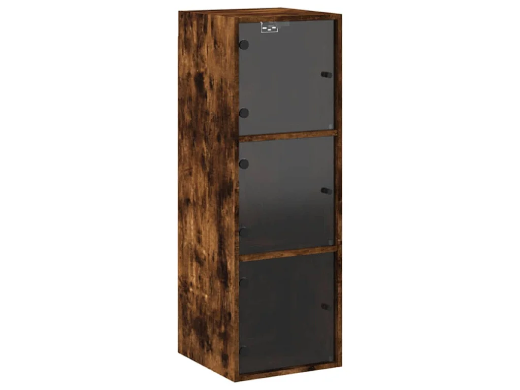 Mobile a Muro con Ante in Vetro Rovere Fumo 35x37x100 cm