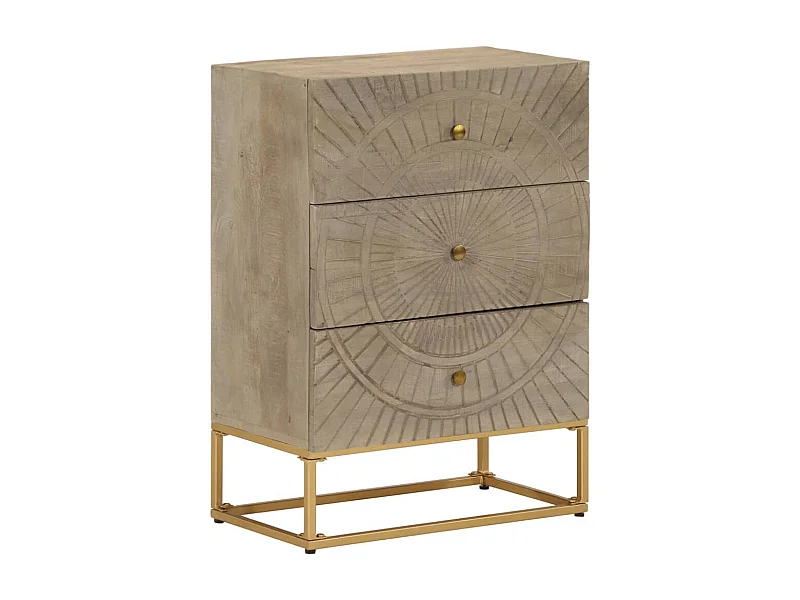 Commode 55x30x76 cm bois massif de manguier et fer