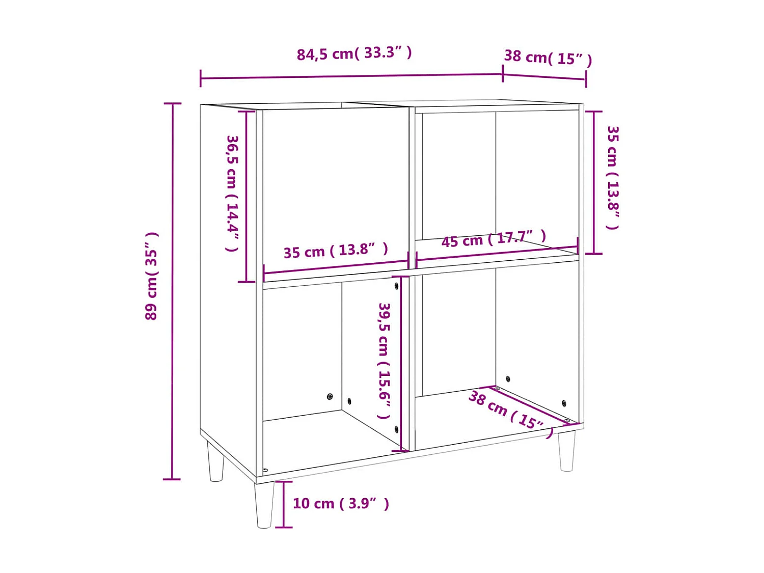 Armoire à disques chêne fumé 84,5x38x89 cm bois d'ingénierie