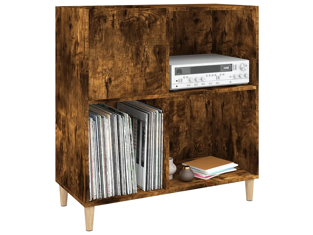 Armoire à disques chêne fumé 84,5x38x89 cm bois d'ingénierie