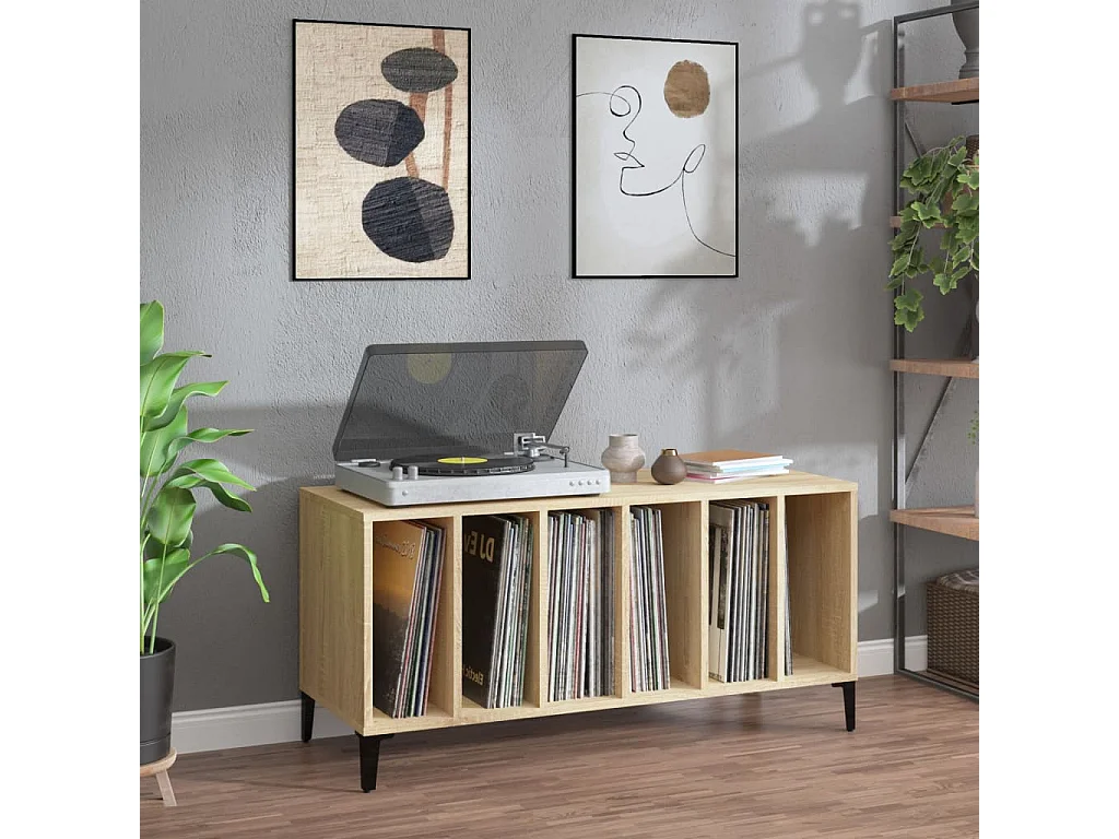 Mueble discos madera contrachapada roble Sonoma 100x38x48 cm