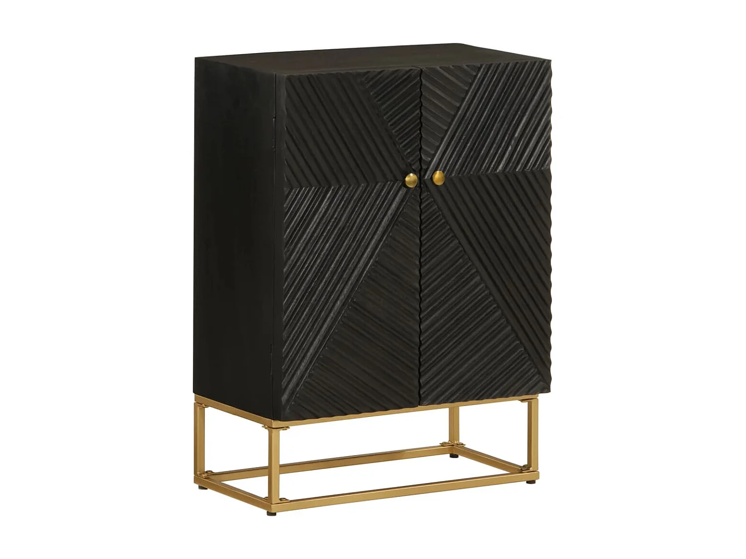 Buffet noir 55x30x76 cm bois massif de manguier et fer