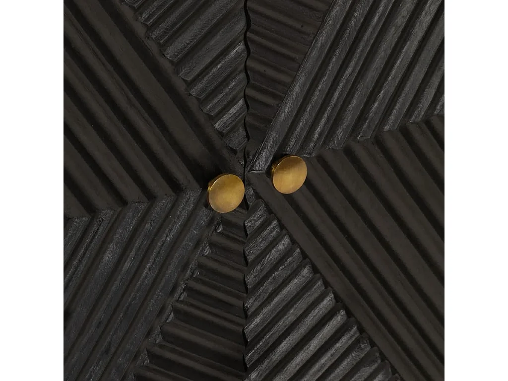 Sideboard Schwarz 55x30x76 cm Massivholz Mango und Eisen