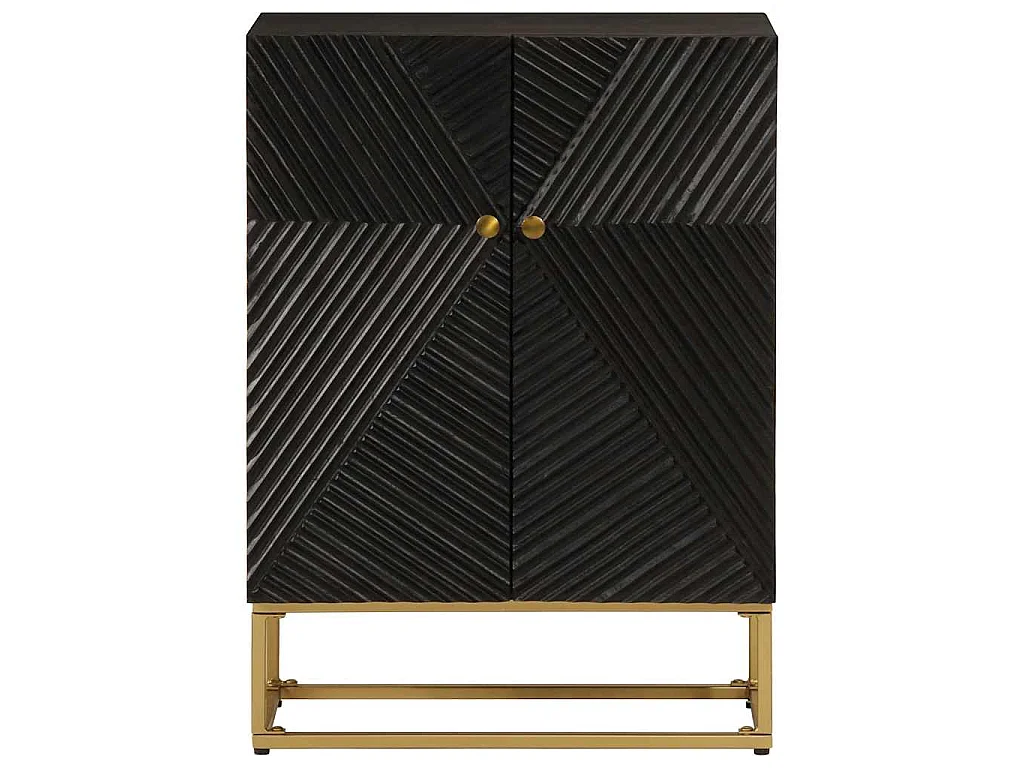 Sideboard Schwarz 55x30x76 cm Massivholz Mango und Eisen