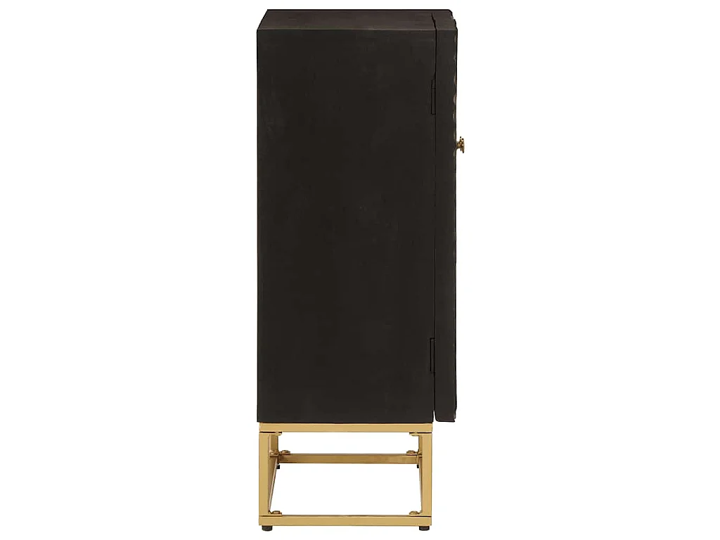 Sideboard Schwarz 55x30x76 cm Massivholz Mango und Eisen