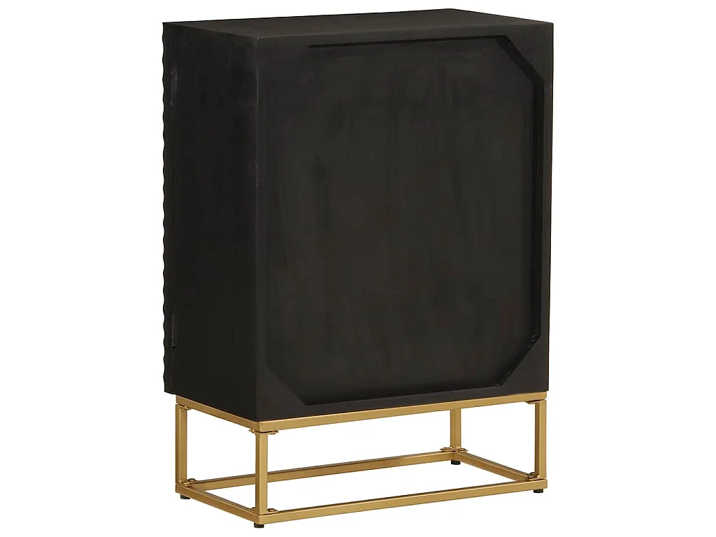 Sideboard Schwarz 55x30x76 cm Massivholz Mango und Eisen