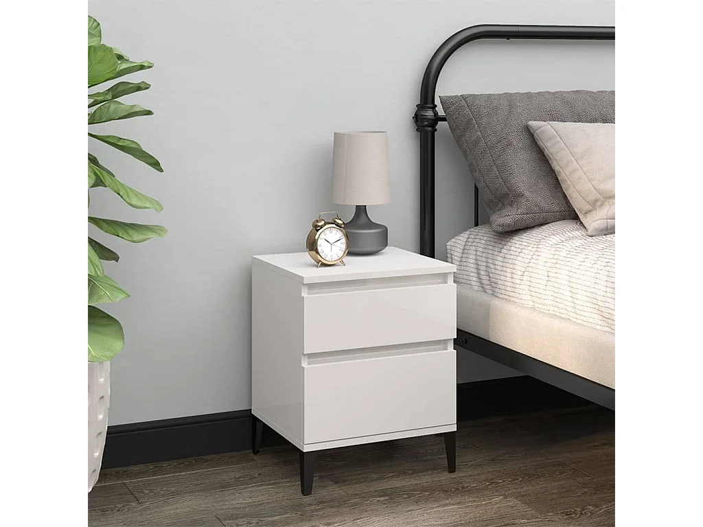 Table de chevet Blanc brillant 40x35x50 cm