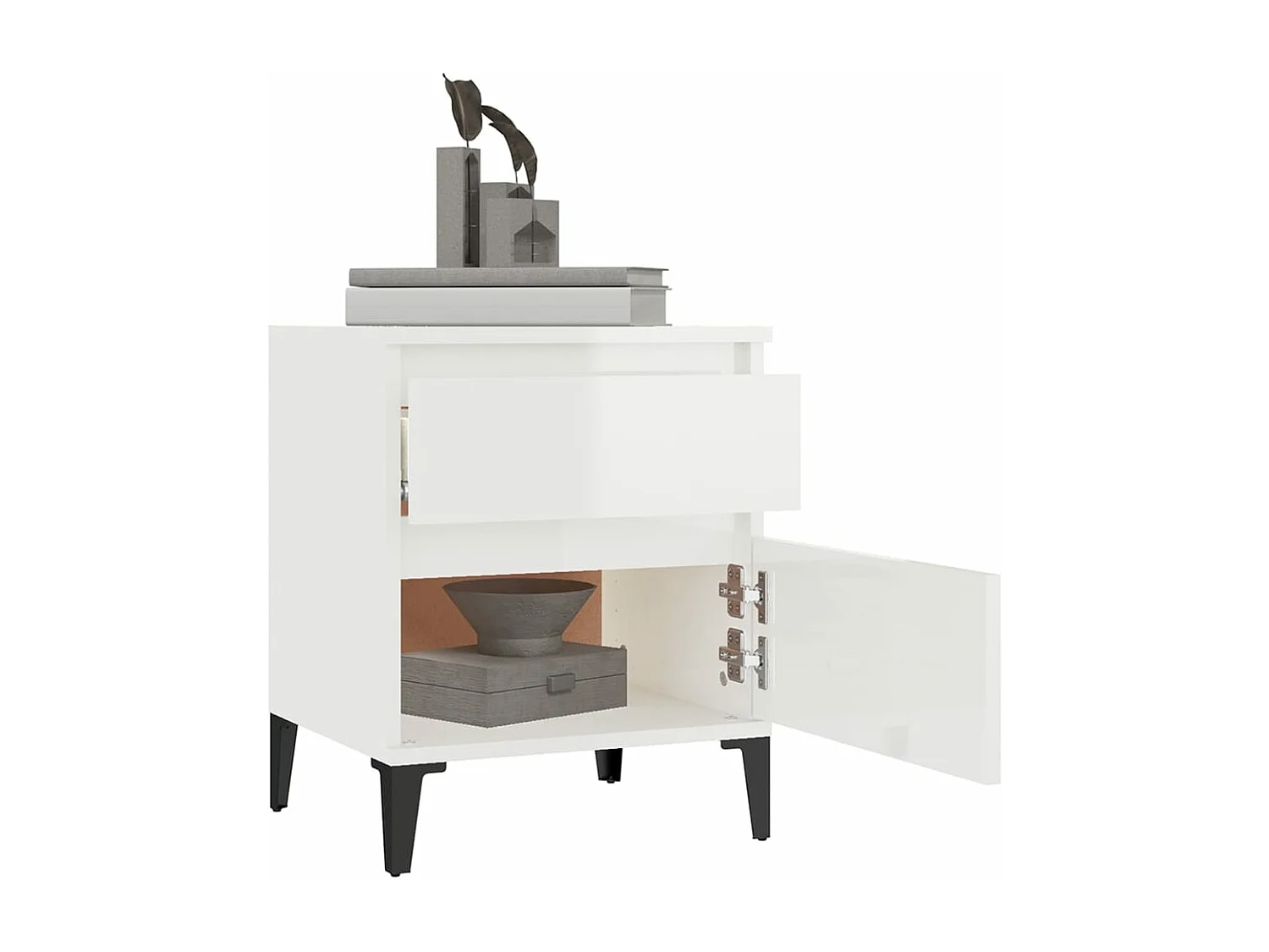 Table de chevet Blanc brillant 40x35x50 cm