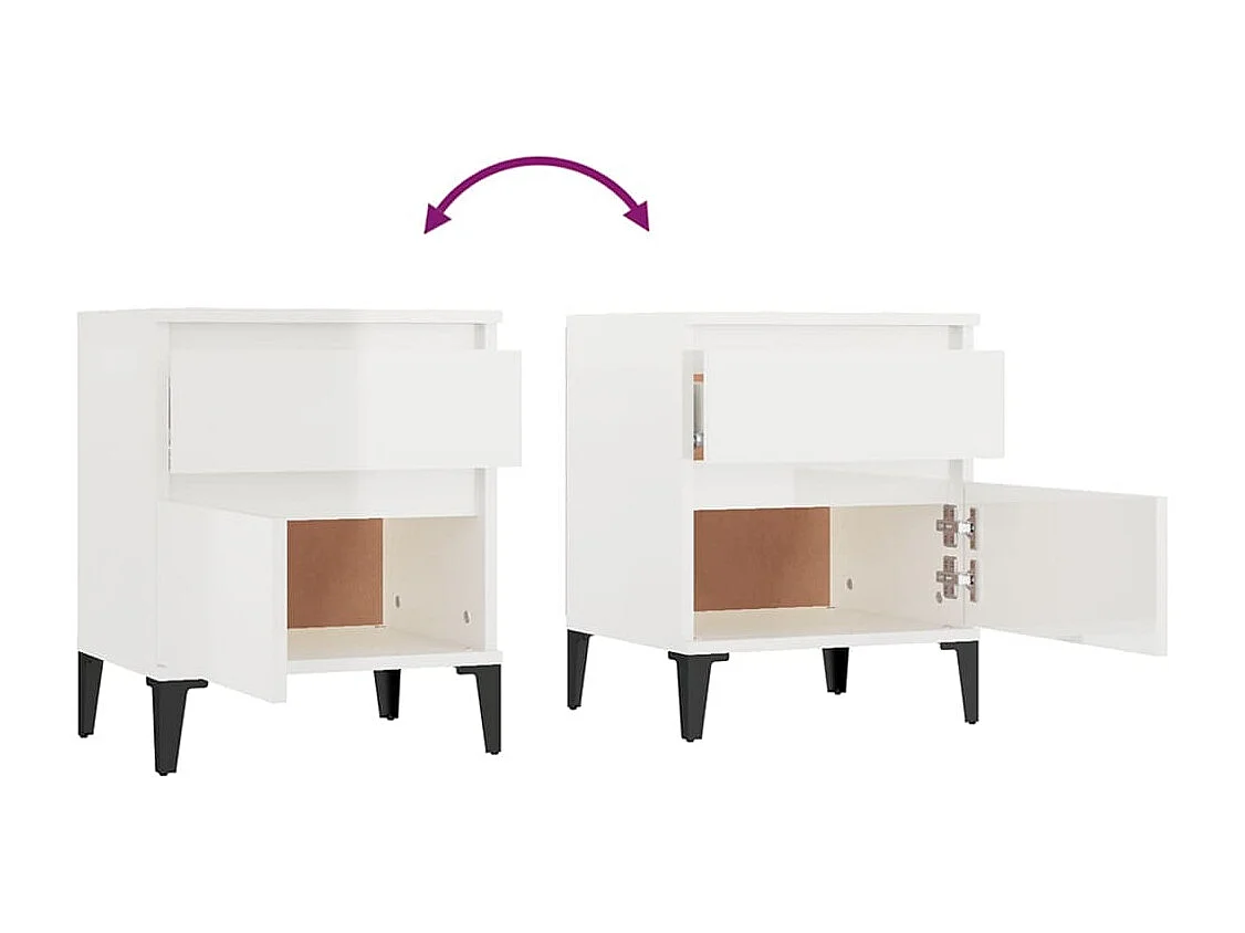 Table de chevet Blanc brillant 40x35x50 cm