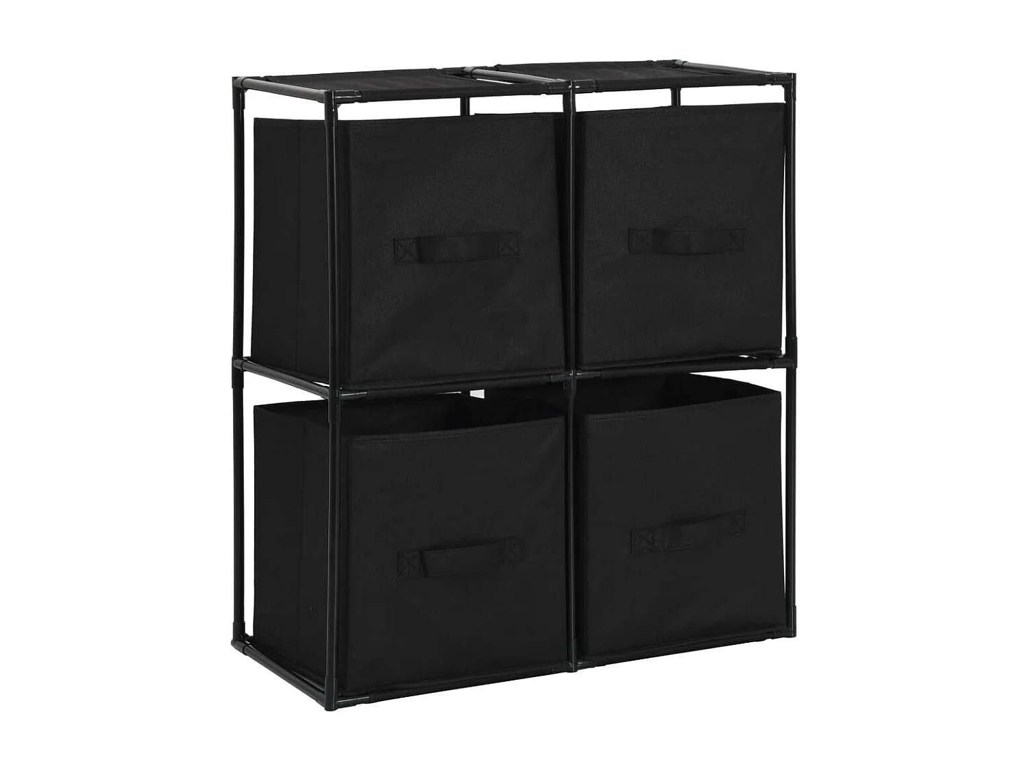 Armoire de rangement avec 4 paniers tissu Noir 63x30x71cm Acier