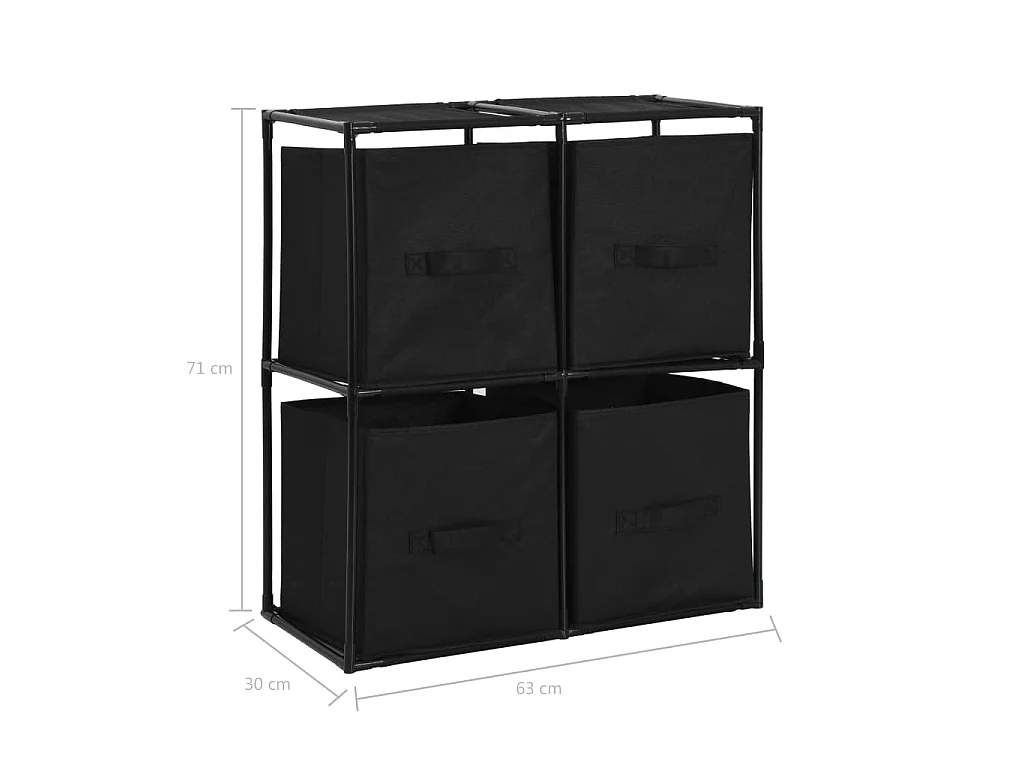 Armoire de rangement avec 4 paniers tissu Noir 63x30x71cm Acier