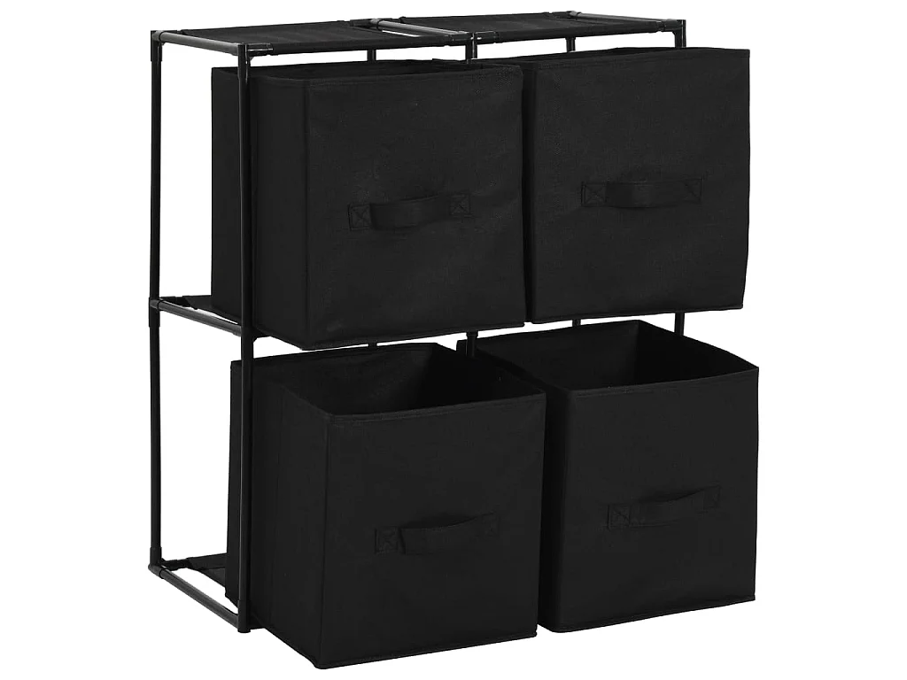 Armoire de rangement avec 4 paniers tissu Noir 63x30x71cm Acier