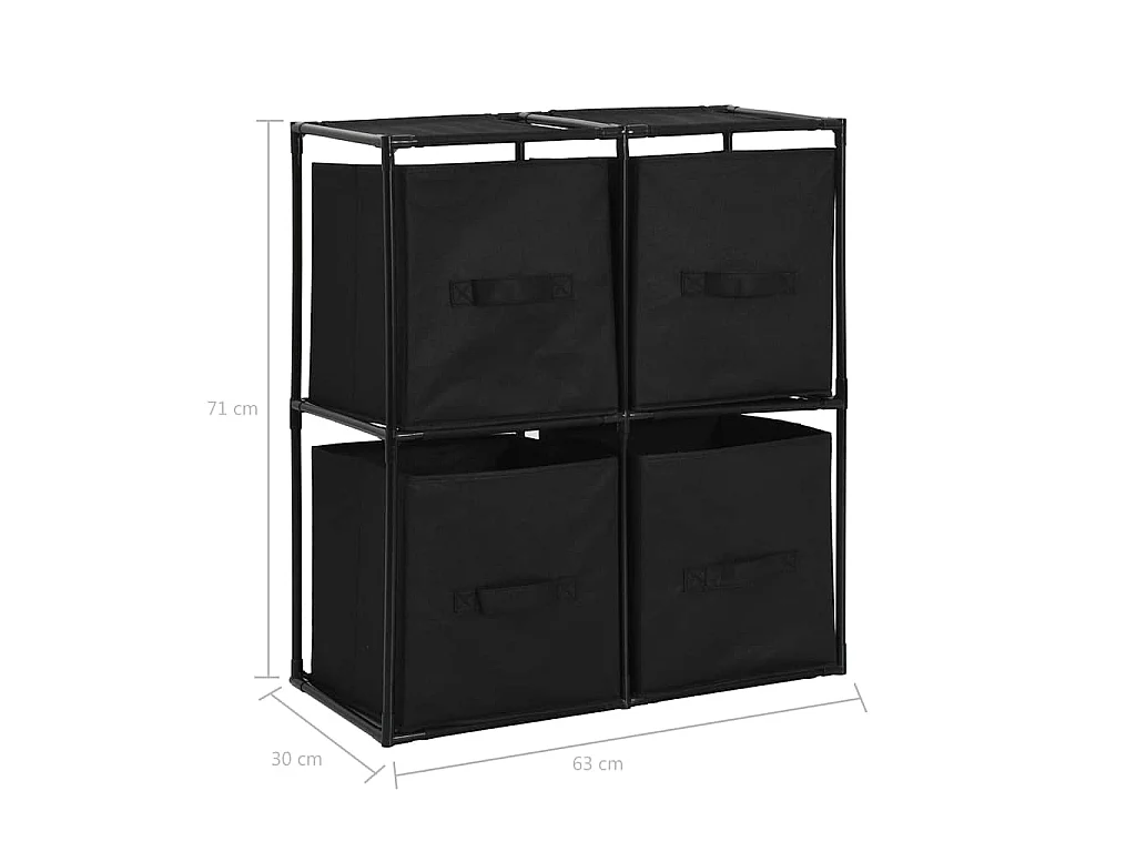 Armoire de rangement avec 4 paniers tissu Noir 63x30x71cm Acier