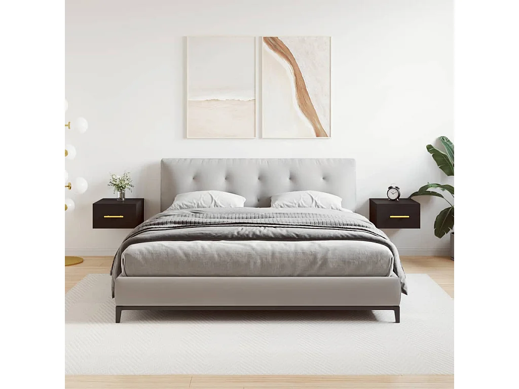 Nachtkastjes 2 st wandgemonteerd 35x35x20 cm zwart