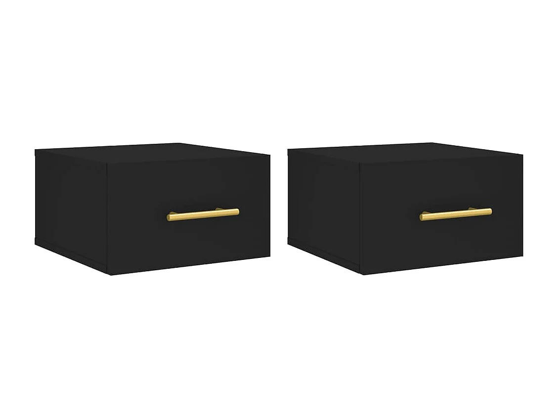 Nachtkastjes 2 st wandgemonteerd 35x35x20 cm zwart