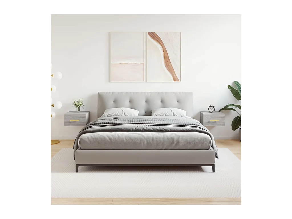 Wand-Nachttische 2 Stk. Grau Sonoma 35x35x20 cm