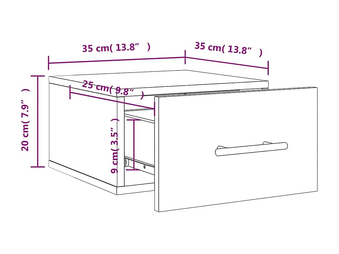 Wand-Nachttische 2 Stk. Grau Sonoma 35x35x20 cm