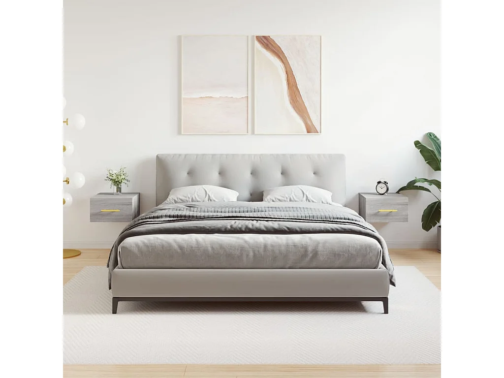 Comodini a Muro 2 pz Grigio Sonoma 35x35x20 cm