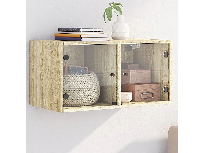 Wandschrank mit Glastüren Sonoma-Eiche 68,5x37x35 cm