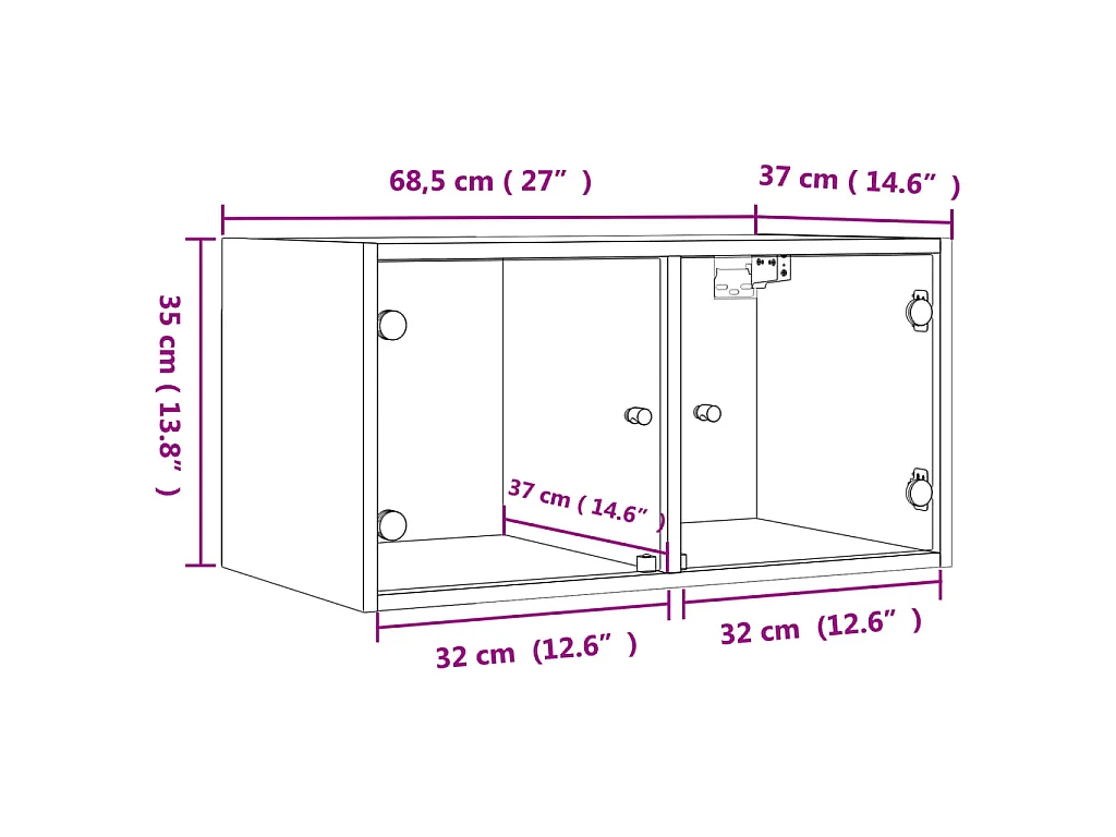 Mobile a Muro con Ante in Vetro Rovere Sonoma 68,5x37x35 cm