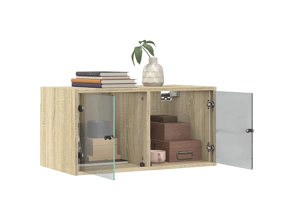 Mobile a Muro con Ante in Vetro Rovere Sonoma 68,5x37x35 cm