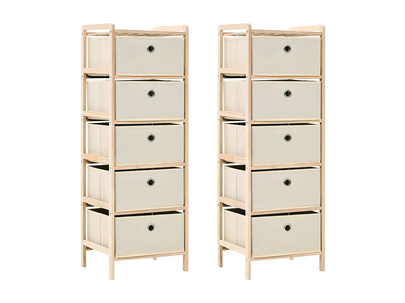 Étagères de rangement avec 5 paniers en tissu 2 pcs beige cèdre