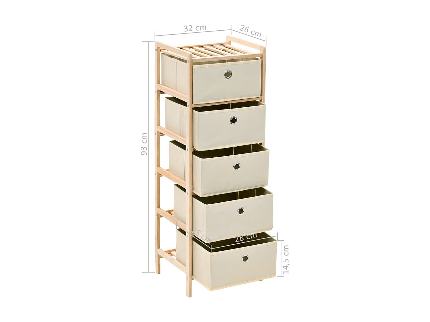 Étagères de rangement avec 5 paniers en tissu 2 pcs beige cèdre
