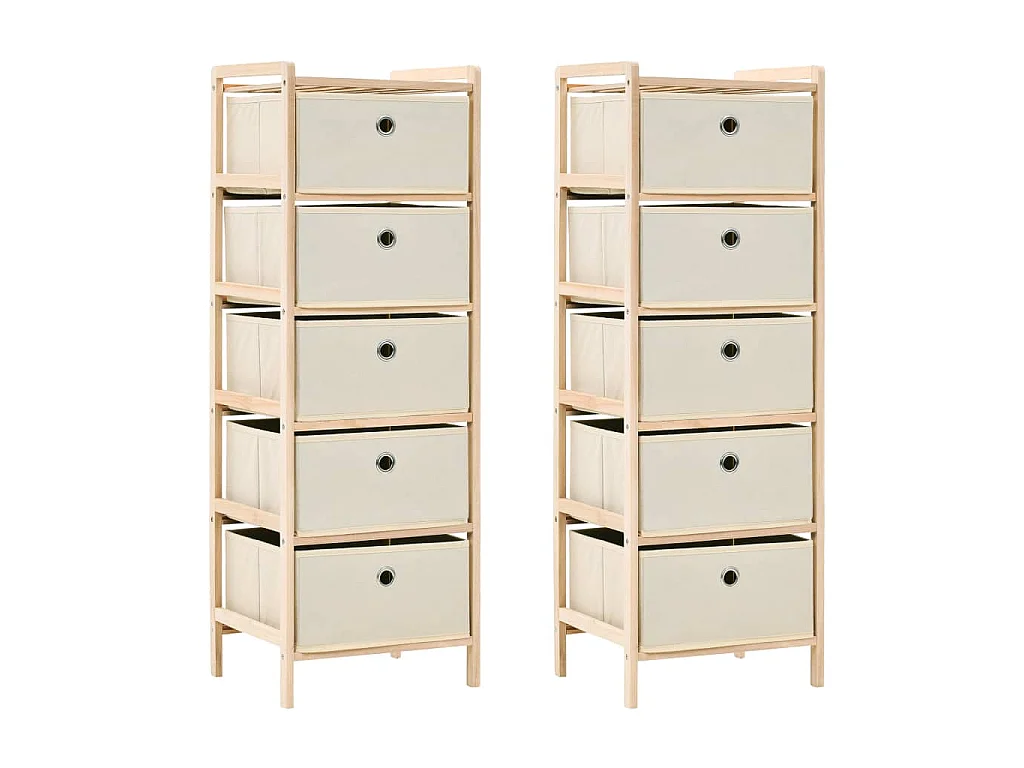 Étagères de rangement avec 5 paniers en tissu 2 pcs beige cèdre