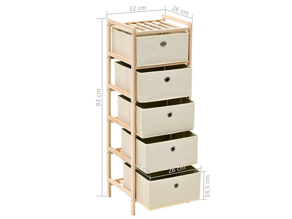 Étagères de rangement avec 5 paniers en tissu 2 pcs beige cèdre