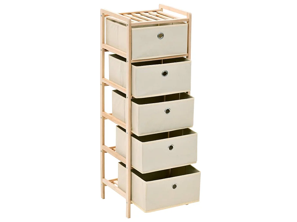 Étagères de rangement avec 5 paniers en tissu 2 pcs beige cèdre