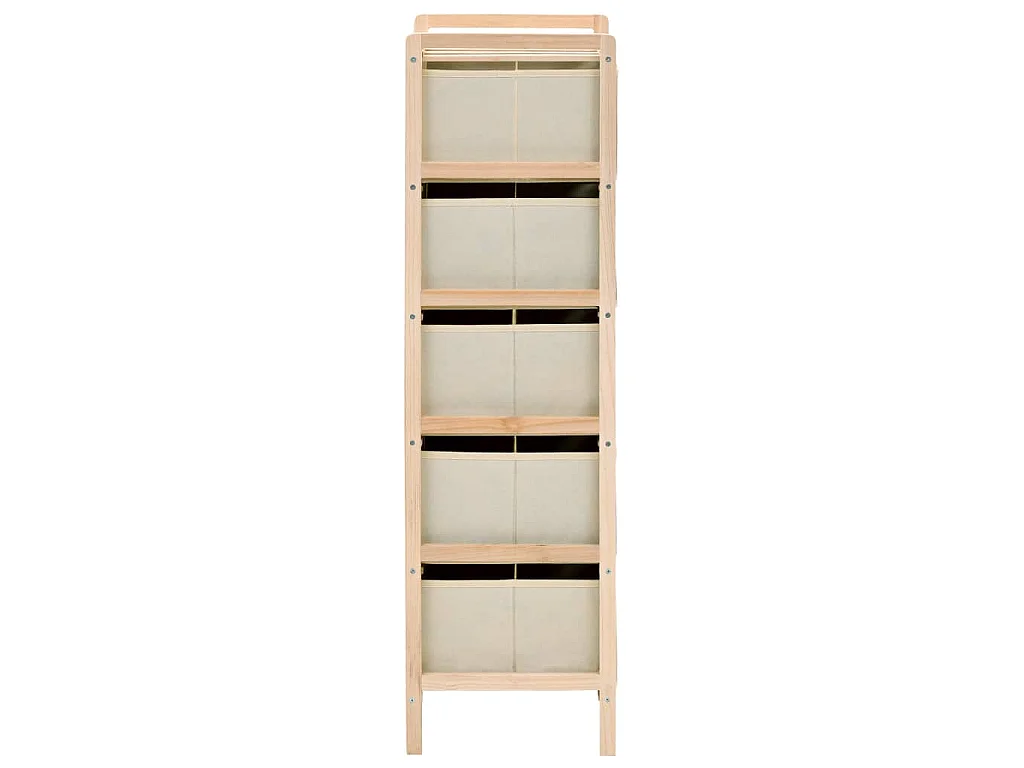 Étagères de rangement avec 5 paniers en tissu 2 pcs beige cèdre
