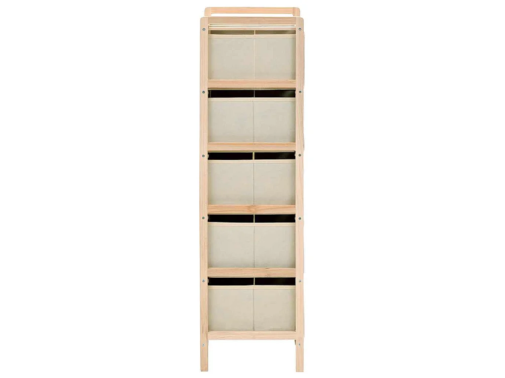 Opbergrekken met 5 stoffen manden 2 st cederhout beige