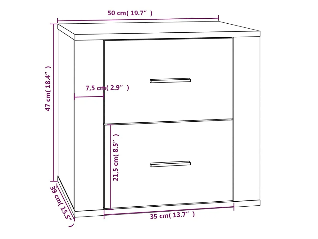 Table de chevet Sonoma gris 50x39x47 cm