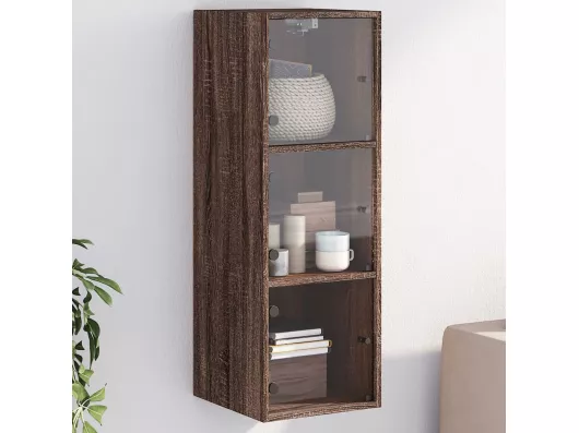 Kauf Unique Wandschrank mit Glastüren Braun Eichen-Optik 35x37x100 cm