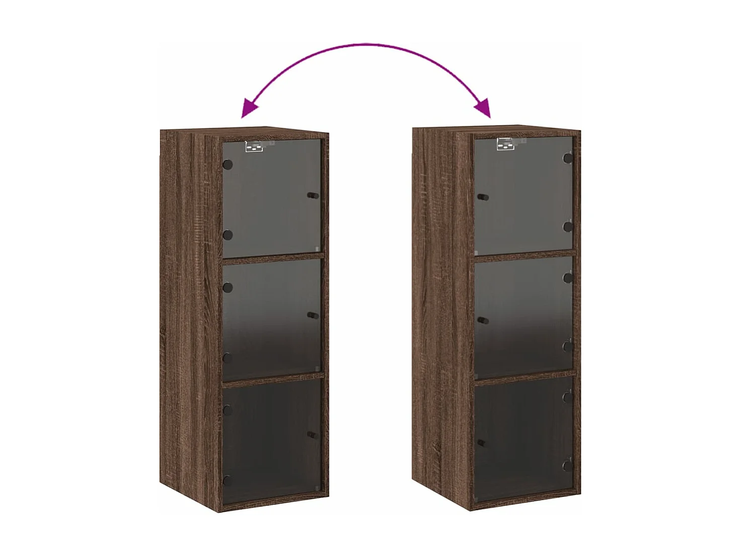 Mobile a Muro con Ante in Vetro Rovere Marrone 35x37x100 cm