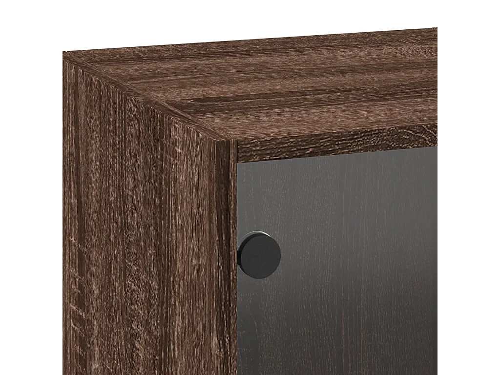 Mobile a Muro con Ante in Vetro Rovere Marrone 35x37x100 cm