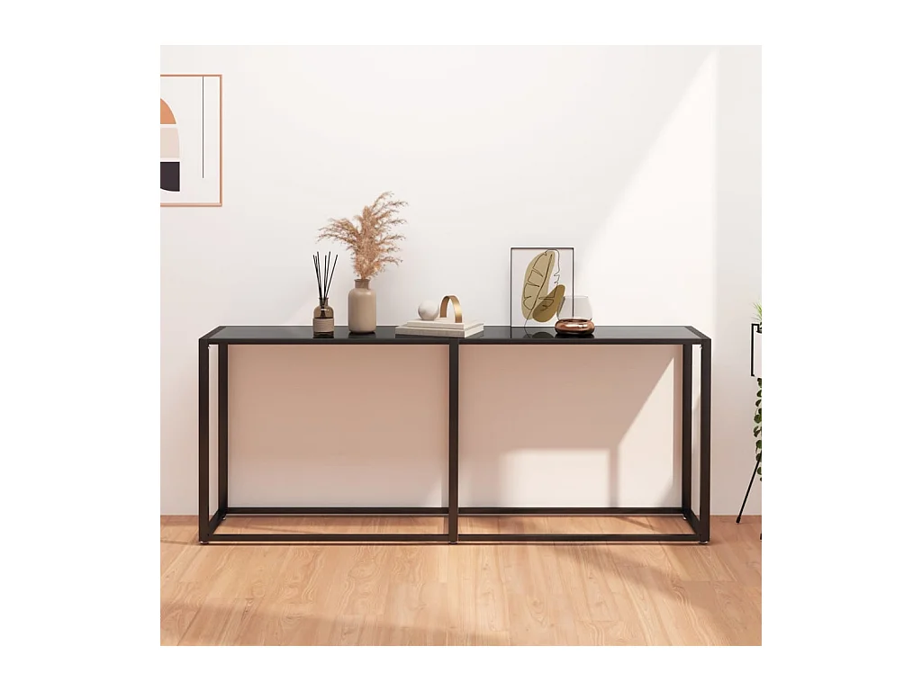 Table console Noir 180x35x75,5 cm Verre trempé