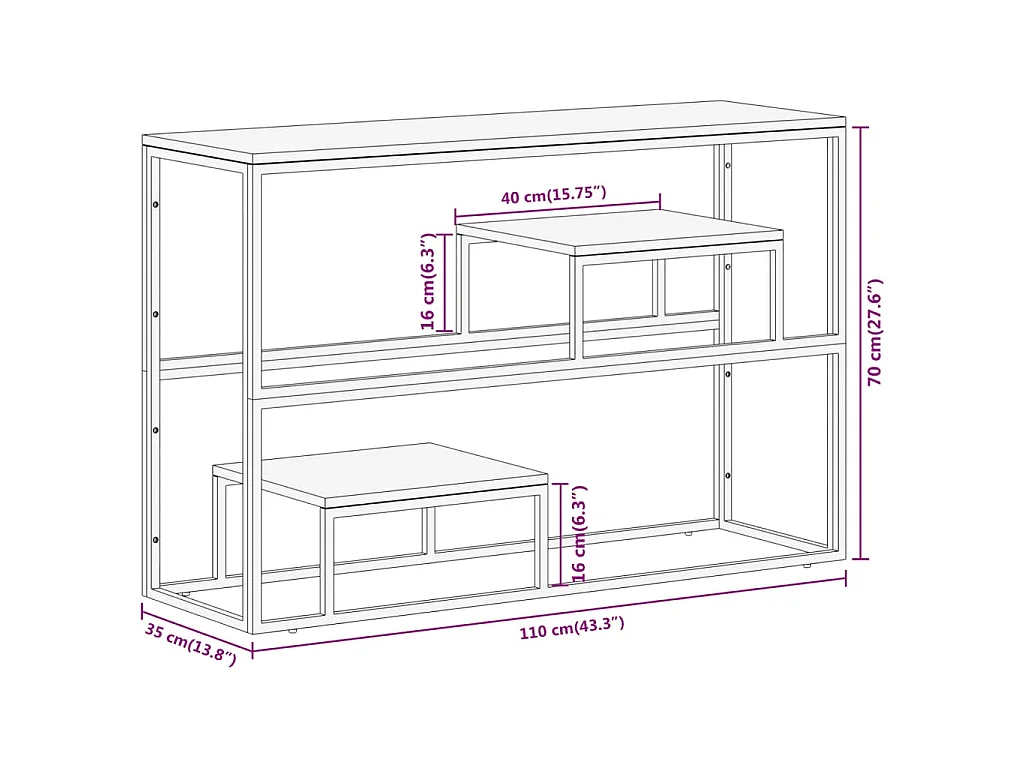 Wandtafel roestvrij staal en massief bielshout zilverkleurig