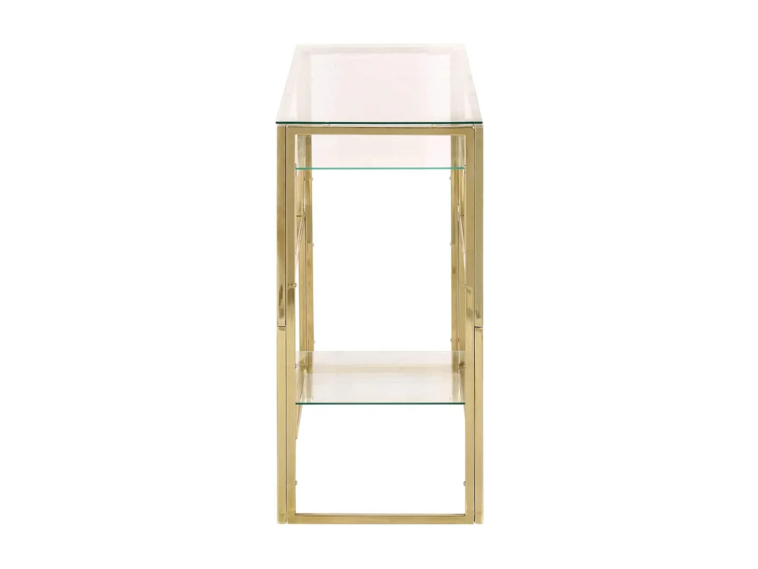 Table console doré acier inoxydable et verre trempé