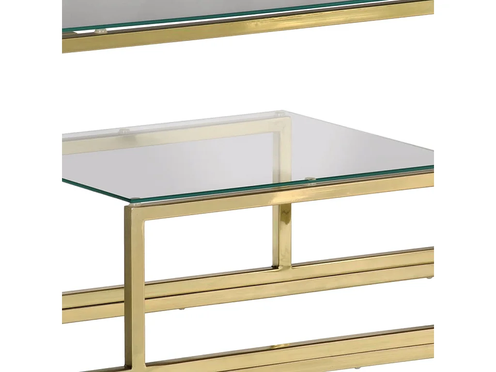 Table console doré acier inoxydable et verre trempé