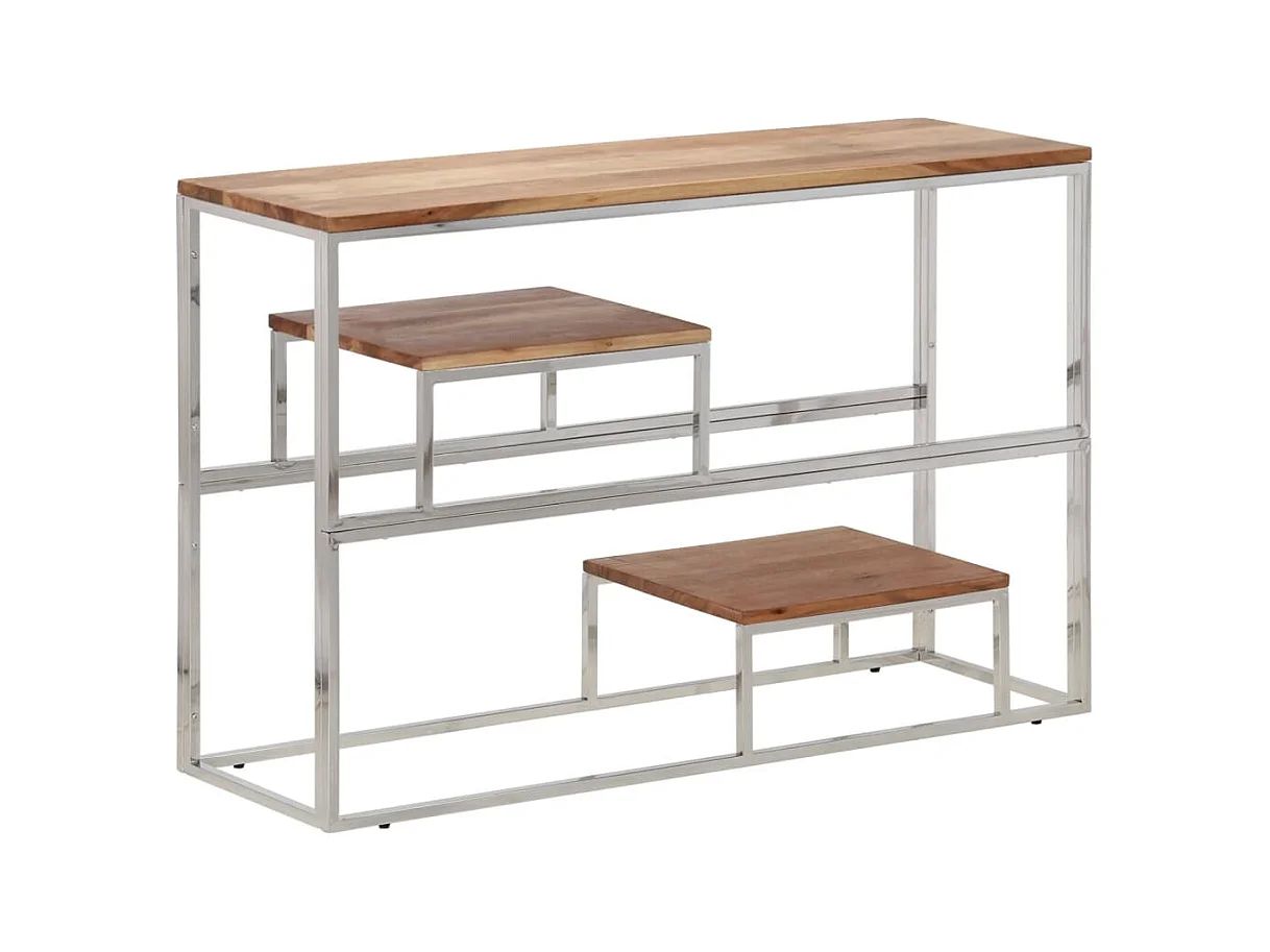 Konsolentisch Silbern Edelstahl und Massivholz Akazie