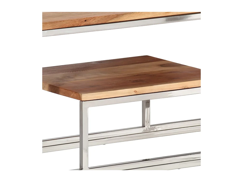 Konsolentisch Silbern Edelstahl und Massivholz Akazie