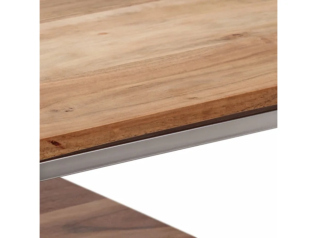 Wandtafel roestvrij staal en massief acaciahout zilverkleurig